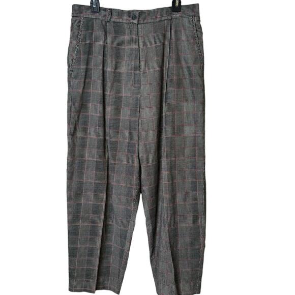 Talbots Size 16 Petite Black White Red Plaid Corduroy Pants Trousers - Picture 1 of 8